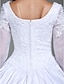 Χαμηλού Κόστους Νυφικά Φορέματα-Βραδινή τουαλέτα Φορεματα για γαμο Ουρά Μακρυμάνικο Λαιμός σέσουλα Σατέν Με Χάντρες Διακοσμητικά Επιράμματα 2023 Χειμώνας Νυφικά φορέματα