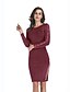 Χαμηλού Κόστους Μάλλινα φορέματα-Γυναικεία Φόρεμα πουλόβερ Μακρυμάνικο Μονόχρωμο Άνοιξη Βασικό Καθημερινά Σαββατοκύριακο Βαμβάκι Κρασί Γκρίζο M L XL