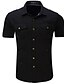 cheap Men&#039;s Casual Shirts-Men&#039;s Shirt Solid Colored Shirt Collar Black Gray Khaki Short Sleeve Daily Print Tops Cotton Streetwear