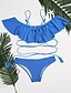 voordelige Bikini&#039;s &amp; Badmode-Dames Effen Ruches Bikini Zwempak Effen Halter Zwemkleding Badpakken Zwart blauw