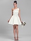 cheap Bridesmaid Dresses-A-Line One Shoulder Short / Mini Satin Bridesmaid Dress with Sash / Ribbon / Side Draping by LAN TING BRIDE®