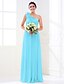 cheap Bridesmaid Dresses-A-Line Bridesmaid Dress One Shoulder Sleeveless Elegant Floor Length Stretch Satin / Georgette with Ruched / Side Draping / Flower 2022