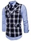 halpa Miesten trenssitakki-Men&#039;s Peaked Lapel Vest Regular Plaid Daily Holiday Active Black / Red / Green M / L / XL