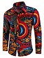 cheap Men&#039;s Shirts-Men&#039;s Going out Shirt Tribal Plus Size Print Long Sleeve Tops Vintage Boho Spread Collar Red