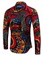 cheap Men&#039;s Shirts-Men&#039;s Going out Shirt Tribal Plus Size Print Long Sleeve Tops Vintage Boho Spread Collar Red