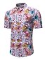ieftine Herrenhemden-Men&#039;s Plus Size Floral Color Block Print Shirt - Cotton Street chic Boho Daily Beach Blushing Pink / Short Sleeve / Summer