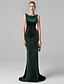 cheap Special Occasion Dresses-Mermaid / Trumpet Minimalist Prom Formal Evening Dress Bateau Neck Boat Neck Sleeveless Sweep / Brush Train Velvet with Pleats 2020