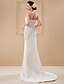 cheap Wedding Dresses-Mermaid / Trumpet Off Shoulder Sweep / Brush Train Floral Lace Made-To-Measure Wedding Dresses with Sash / Ribbon by LAN TING BRIDE® / Yes / Open Back / Two Piece