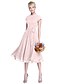 halpa Morsiusneitojen mekot-A-Line Jewel Neck Knee Length Chiffon Bridesmaid Dress with Bow(s) / Buttons