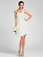 cheap Bridesmaid Dresses-Sheath / Column Bridesmaid Dress One Shoulder Sleeveless Knee Length Chiffon with Side Draping / Flower 2022