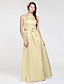 cheap Bridesmaid Dresses-Ball Gown / A-Line Bateau Neck Floor Length Satin Bridesmaid Dress with Sash / Ribbon / Flower