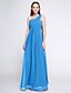 cheap Bridesmaid Dresses-Sheath / Column One Shoulder Floor Length Chiffon Bridesmaid Dress with Criss Cross by LAN TING BRIDE®