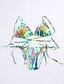billiga Bikinis och badkläder-Dam Färgblock Blom Tryck Bikini Baddräkt Regnbåge Halterneck Badkläder Baddräkter Regnbåge