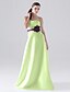 cheap Bridesmaid Dresses-Ball Gown / A-Line Bridesmaid Dress Strapless Sleeveless Color Block Floor Length Satin with Sash / Ribbon / Buttons / Draping 2022