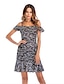 cheap Print Dresses-Women&#039;s Off Shoulder Daily Basic Slim Sheath Dress - Floral Strap Summer Yellow Navy Blue Red M L XL