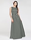 cheap Bridesmaid Dresses-Ball Gown / A-Line Bateau Neck Floor Length Satin Bridesmaid Dress with Sash / Ribbon / Flower