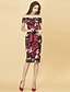 cheap Women&#039;s Dresses-Women&#039;s Bodycon Knee Length Dress Red Sleeveless Floral Print Spring Summer Off Shoulder Skinny Off Shoulder S M L XL