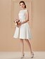 cheap Wedding Dresses-Hall Wedding Dresses A-Line Bateau Neck Regular Straps Knee Length Satin Bridal Gowns With Sash / Ribbon 2023 Summer Wedding Party, Women&#039;s Clothing