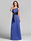 cheap Bridesmaid Dresses-A-Line One Shoulder Floor Length Satin Bridesmaid Dress with Crystal Brooch / Ruched by LAN TING BRIDE®