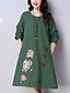 cheap Casual Dresses-Women&#039;s Daily Chinoiserie Loose Loose Dress - Floral Embroidered Spring Green Red Navy Blue L XL XXL