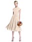 halpa Morsiusneitojen mekot-A-Line Jewel Neck Knee Length Chiffon Bridesmaid Dress with Bow(s) / Buttons