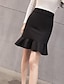 זול חצאיות לנשים-קפלים אחיד - חצאיות חגים / ליציאה צינור מידות גדולות בגדי ריקוד נשים מותניים גבוהים שחור אודם M L XL