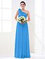 cheap Bridesmaid Dresses-A-Line Bridesmaid Dress One Shoulder Sleeveless Elegant Floor Length Stretch Satin / Georgette with Ruched / Side Draping / Flower 2022