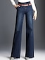 baratos Partes de baixo em tamanhos grandes-Mulheres Perna larga Jeans Básico Calças Diário Feriado Cor Sólida Cintura Alta Azul Azul Real 26 27 28 29 30