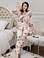 baratos Pijamas &amp; Roupa de Lounge-Mulheres Seda Decote Quadrado Conjunto Pijamas - Estampado, Floral