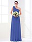 cheap Bridesmaid Dresses-A-Line Bridesmaid Dress One Shoulder Sleeveless Elegant Floor Length Stretch Satin / Georgette with Ruched / Side Draping / Flower 2022