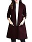 cheap Women&#039;s Trench Coats-Women&#039;s Daily Spring / Summer Regular Trench Coat, Solid Colored Collarless Long Sleeve Cotton / Polyester Black / Wine XL / XXL / XXXL