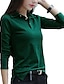 Χαμηλού Κόστους Μπλουζάκια Μεγάλου Μεγέθους-Γυναικεία Μπλουζάκι Μονόχρωμο Κολάρο Πουκαμίσου Πράσινο του τριφυλλιού Κρασί Χακί Λευκό Μαύρο Μεγάλα Μεγέθη Καθημερινά Ρούχα Ενεργό Βασικό / Μακρυμάνικο / Λεπτό
