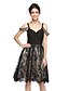 cheap Special Occasion Dresses-A-Line Straps Knee Length Chiffon / Lace Little Black Dress Cocktail Party / Prom Dress with Beading / Criss Cross / Ruched by TS Couture®