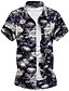 זול חולצות לגברים-בגדי ריקוד גברים יומי חולצה פרחוני סגנון וינטג&#039; שרוולים קצרים צמרות כחול נייבי / אביב / קיץ