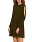 Χαμηλού Κόστους Γυναικεία Φορέματα-Γυναικεία Φαρδιά Μίνι φόρεμα Μαύρο Θαλασσί Κρασί Πράσινο Χακί Μακρυμάνικο Συμπαγές Χρώμα Σχισμένος Άνοιξη Στρογγυλή Λαιμόκοψη Κανονικό Φλοράλ Τ M L XL