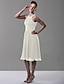 cheap Bridesmaid Dresses-Ball Gown / A-Line Jewel Neck Knee Length Chiffon Bridesmaid Dress with Pleats / Ruched / Beading
