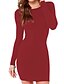 cheap Women&#039;s Dresses-Women&#039;s Black Bodycon Dress - Long Sleeve Solid Colored Summer Basic Daily Skinny High Waist Black Red Gray S M L XL XXL / Sexy