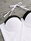 cheap Women&#039;s Swimwear &amp; Bikinis-Women&#039;s Vintage One-piece Swimsuit Color Block Halter Neck Swimwear Bathing Suits Black / White