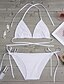 billiga Bikinis och badkläder-Dam Färgblock Blom Sport Halterneck Vit Svart Purpur Bikini Badkläder Baddräkt - Enfärgad S M L Vit