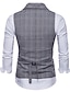 preiswerte Men&#039;s Vest-Herren Weste Anzugweste Hochzeit Arbeit Geschäft Festtage Ausgefallene Sanft Frühling Herbst Polyester Plaid Hemdkragen Schlank Braun Hellgrau Dunkelgray Weste