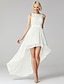 cheap Bridesmaid Dresses-A-Line Bridesmaid Dress Jewel Neck Sleeveless Sparkle &amp; Shine Asymmetrical Lace with Sash / Ribbon