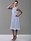 ieftine Rochii de Domnișoare de Onoare-Ball Gown / A-Line Jewel Neck Knee Length Chiffon Bridesmaid Dress with Pleats / Ruched / Beading