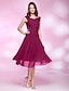 billiga Aftonklänningar-A-Line Elegant Dress Homecoming Tea Length Sleeveless V Neck Chiffon Cowl Back with Criss Cross Ruched 2023