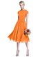 halpa Morsiusneitojen mekot-A-Line Jewel Neck Knee Length Chiffon Bridesmaid Dress with Bow(s) / Buttons