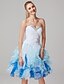 preiswerte Cocktailkleider-Ballkleid Sweetheart Knie-Länge Organza Cocktailparty / Abiball Kleid mit Perlenstickerei / Kaskaden Rüschen durch TS Couture®