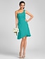 cheap Bridesmaid Dresses-Sheath / Column Bridesmaid Dress One Shoulder Sleeveless Knee Length Chiffon with Side Draping / Flower 2022