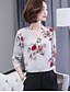 voordelige Tuniektops-Dames Standaard Print Overhemd Feestdagen Bloemen V-hals Wit