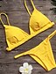 cheap Bikini Sets-Women&#039;s Swimwear Bikini Swimsuit Solid Colored Green Gray Pink Yellow Orange Halter Neck Bathing Suits Solid Plunging Neckline / Padded Bras / Super Sexy
