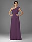 cheap Bridesmaid Dresses-Sheath / Column Bridesmaid Dress One Shoulder Sleeveless Elegant Floor Length Chiffon with Ruffles / Draping 2022