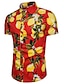 cheap Men&#039;s Printed Shirts-Men&#039;s Shirt Floral Spread Collar Beach Print Short Sleeve Tops Boho White Red Navy Blue / Summer / Summer